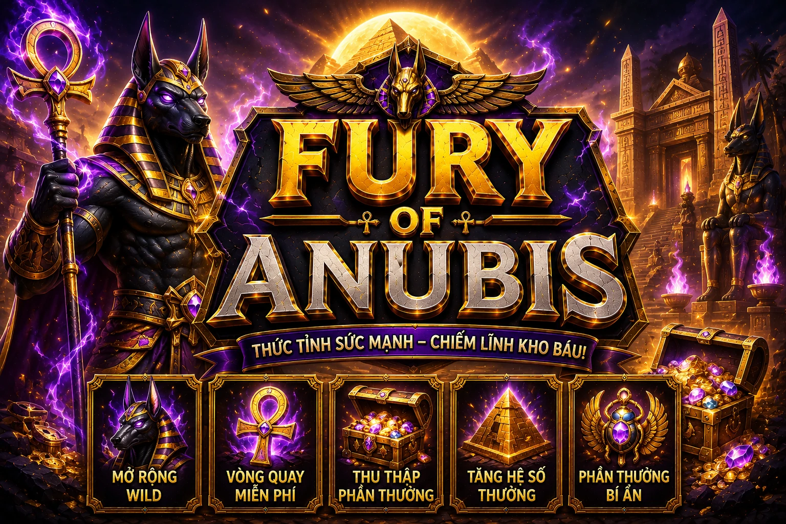 Hầm mộ Ai Cập rực sáng thần Anubis ma mị trong game C54 FURY OF ANUBIS